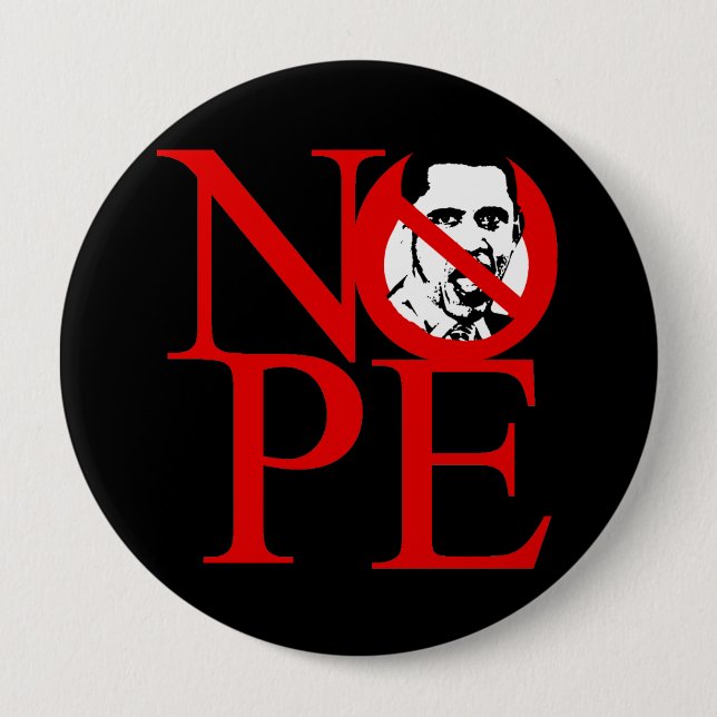 Nope 4 4 inch round button (Front)