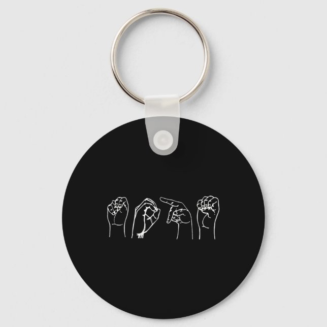 Nope ASL Pro Deaf Awareness Sign Language Interpre Keychain (Front)
