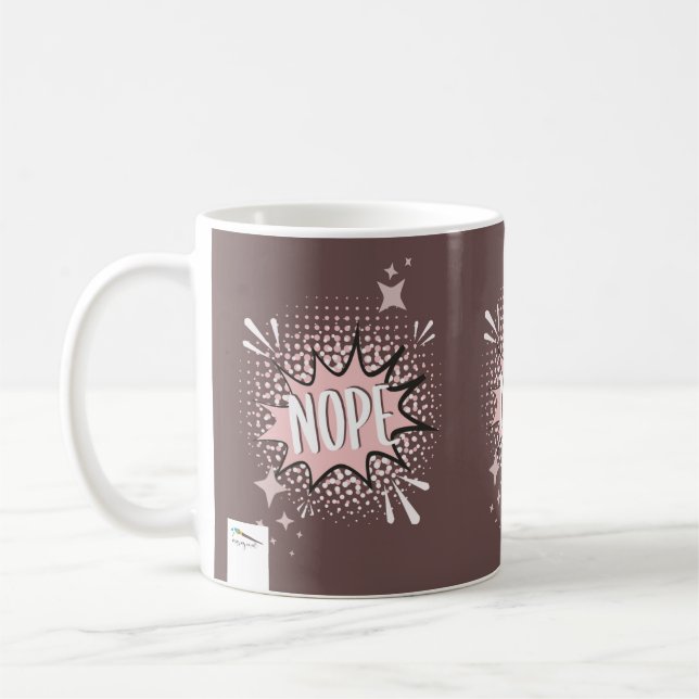 NOPE Comic Speech Bubble Meme Funny Brown Coffee Mug (Left)