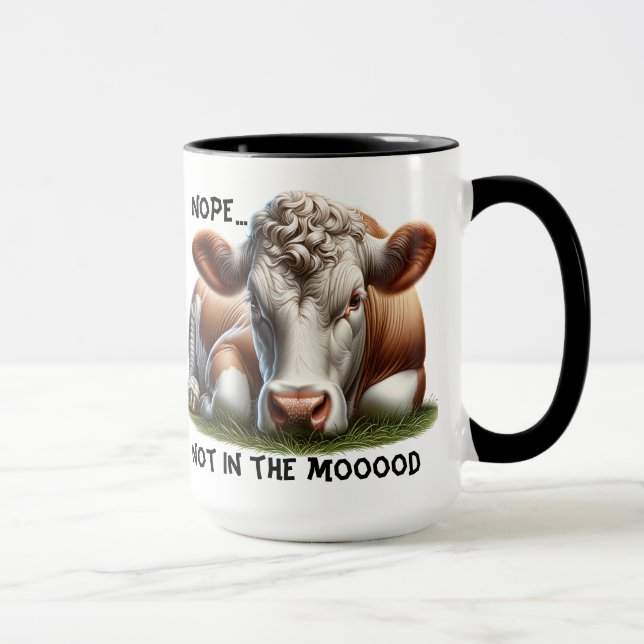 "Nope..." Cow Pun Customizable Mug (Right)