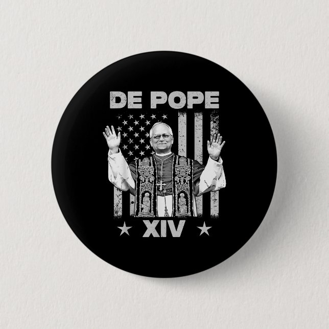 Nope Da Pope From Chicago Leo Xiv Provost Tee  2 Inch Round Button (Front)
