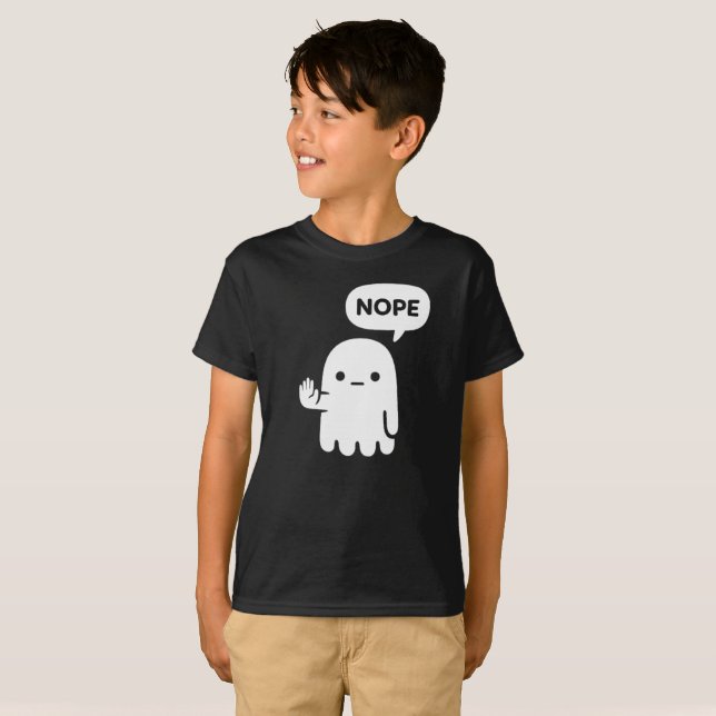 Nope Ghost | Funny Minimal Kids T-Shirt (Front Full)