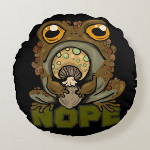 Nope! Grumpy Toad Round Pillow