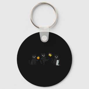 Nope No Kings No ICE Funny Black Cat Keychain