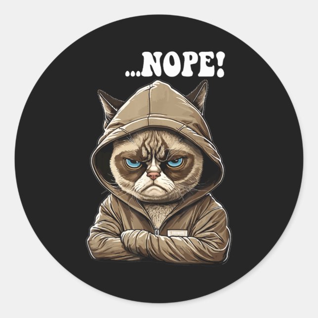 Nope! Nope - Employee Work Colleagues Teenager Cat Classic Round Sticker (Front)