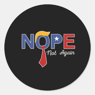 Nope Not Again Funny Trump Wig Red Classic Round Sticker