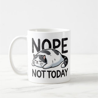 Nope Not Today Funny Cool Cute Black And White Cat Coffee Mug