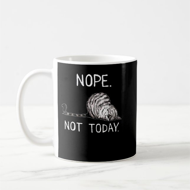 Nope Not Today Funny Lazy Cat Premium T-Shirt Coffee Mug (Left)