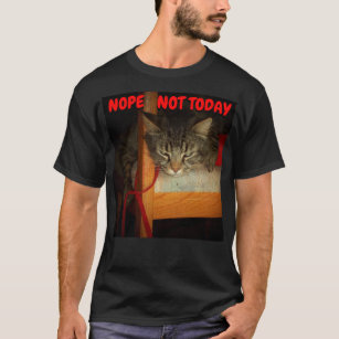 Nope Not Today Lazy Cat Meme T-Shirt