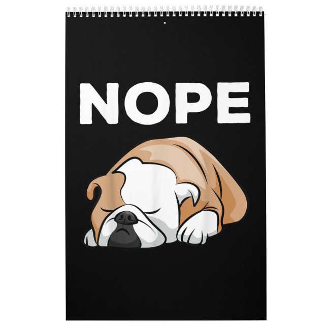 Nope Sleeping Bulldog Gifts For Bulldog Dad Mom Calendar (Cover)