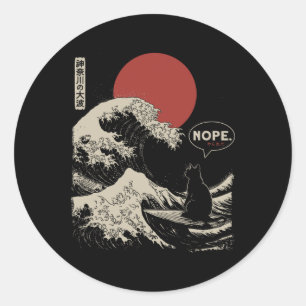 Nope. The Great Wave Kanagawa Funny Japanese Surfi Classic Round Sticker