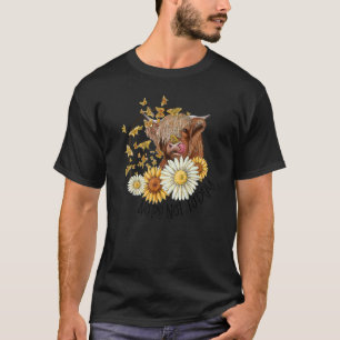 Nope Today Heifer Highland Cow Sunflower Daisies C T-Shirt