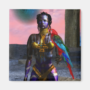 NORA CYBER WARRIOR WITH MACAW MAGNET