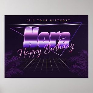 Nora Name Vorname lila retro Poster Geburtstag