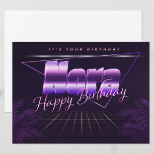 Nora Nom Prénom lila retro Carte Anniversaire