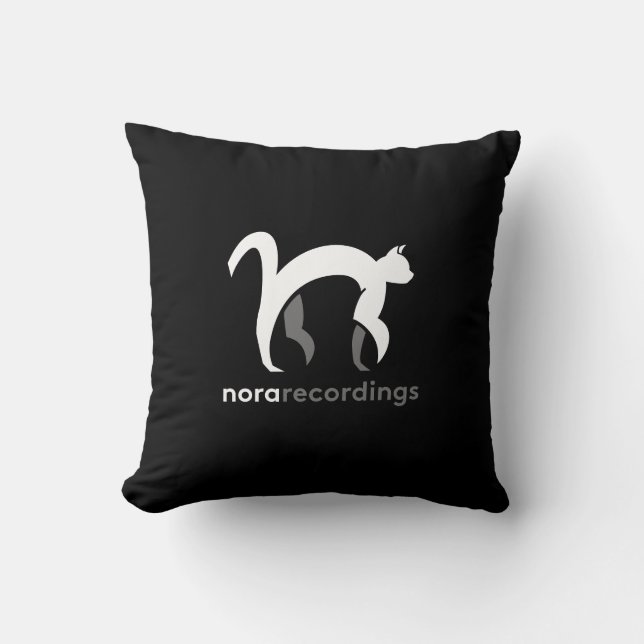 nora recordings logo black throw pillow (Front)