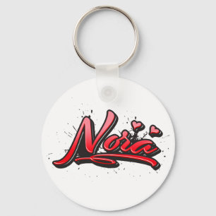 Nora red Heart Graffiti Key Keychain
