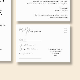 NORA Wedding Minimalist RSVP Postcard