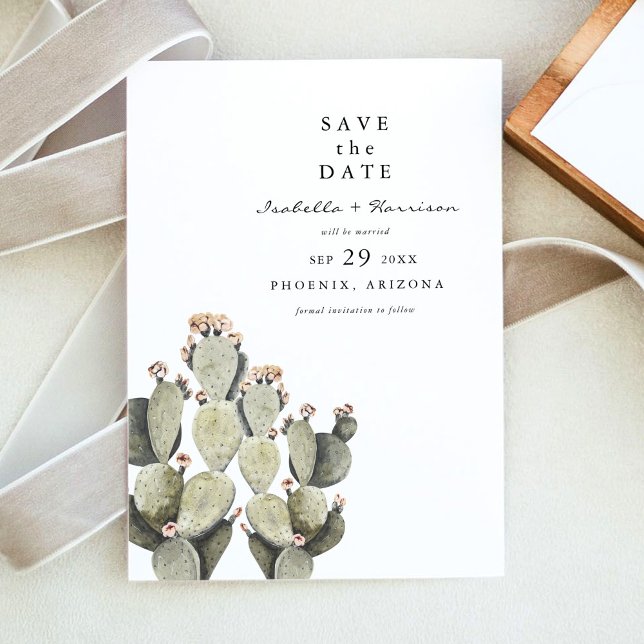 NORAH Bohemian Watercolor Cactus Save the Date Invitation (Creator Uploaded)