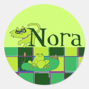 Nora's frog and kitten stickers