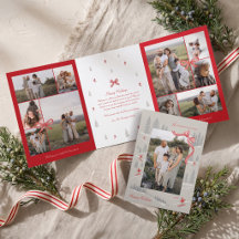 Nordic Alpine Red Bow Photo Collage Christmas