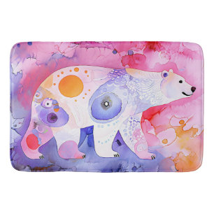Nordic Bear in Watercolour Bath Mat