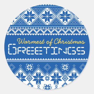 Nordic Blue Classic Round Sticker