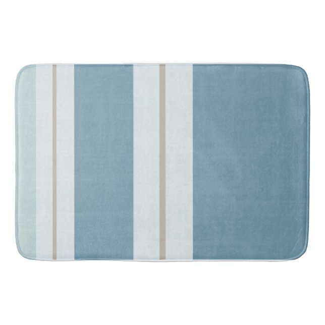 Nordic Blue Horizon Stripe  Bath Mat (Front)