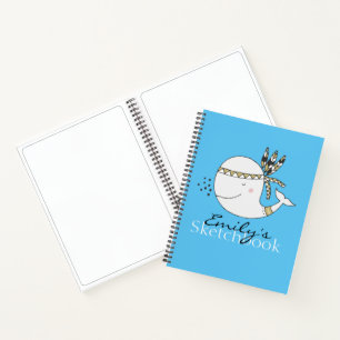 Nordic Boho Whale Personalized Sketch Notebook