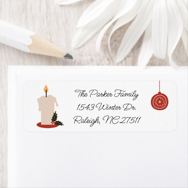 Nordic Candle and Ornament Return Address Label (Insitu)