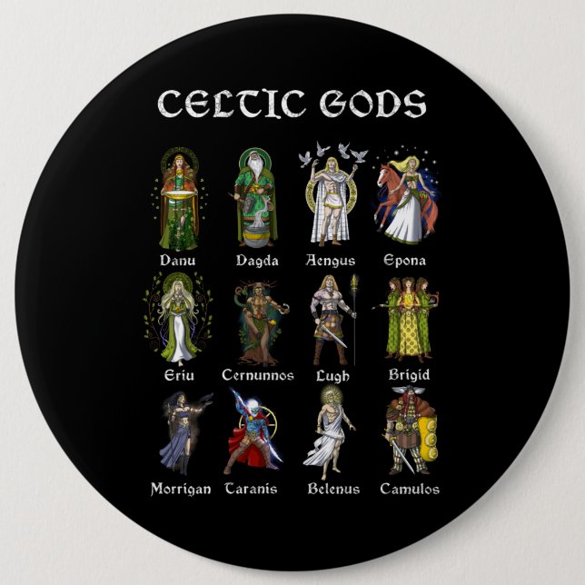 Nordic Celtic Mythology Gods 6 Inch Round Button (Front)