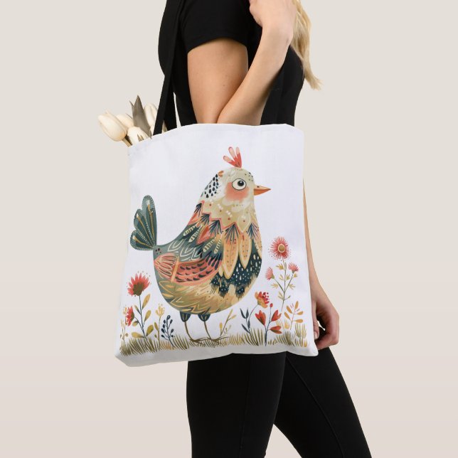 Nordic Chicken Tote Bag (Close Up)