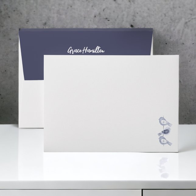 Nordic Christmas Blue Birds Envelope (Nordic Christmas Blue Birds Envelopes from Ricaso with return address template on back flap)