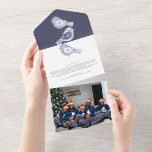 Nordic Christmas Blue Birds Photo Holiday Card