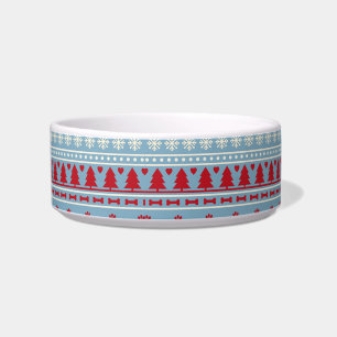 Nordic Christmas Cat Bowl – Festive Knit Snowflake
