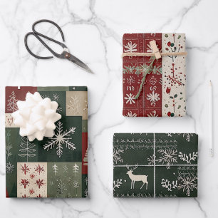 Nordic Christmas Collage Wrapping Paper Sheet