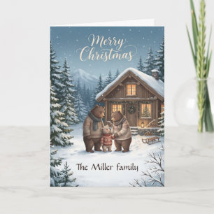 Nordic Christmas Cozy Bear Family Custom Card