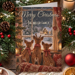 Nordic Christmas Cozy Deer Window Custom Card