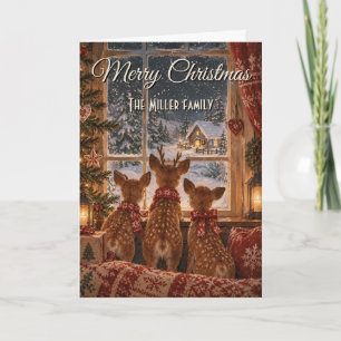 Nordic Christmas Cozy Deer Window Custom Card