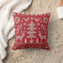 Nordic Christmas Embroidered Throw Pillow Cover