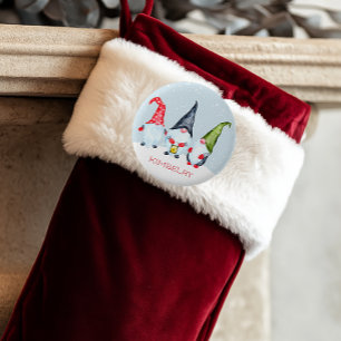 Nordic Christmas Gnomes Name 2 Inch Round Button