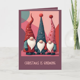 Nordic Christmas Gnomes Retro Modern Kitschmas Card