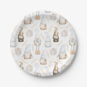 Nordic Christmas Holiday Festive Gnomes Paper Plate