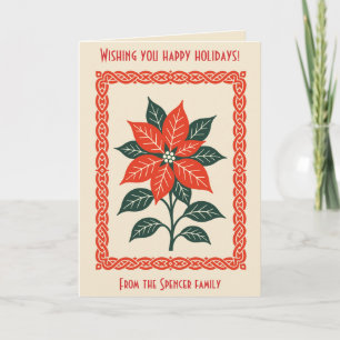 Nordic Christmas Minimal Style Poinsettia Card