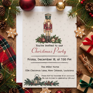 Nordic Christmas Nutcracker with Folk Art Ornament Invitation