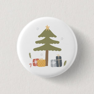 Nordic Christmas Party Scandi Christmas Tree 1 Inch Round Button