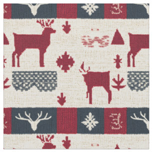 Nordic Christmas Patchwork Knitted Reindeer (2) Fabric