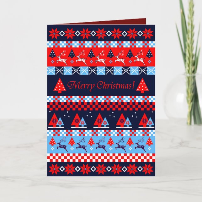 Nordic christmas pattern & custom text holiday card (Front)