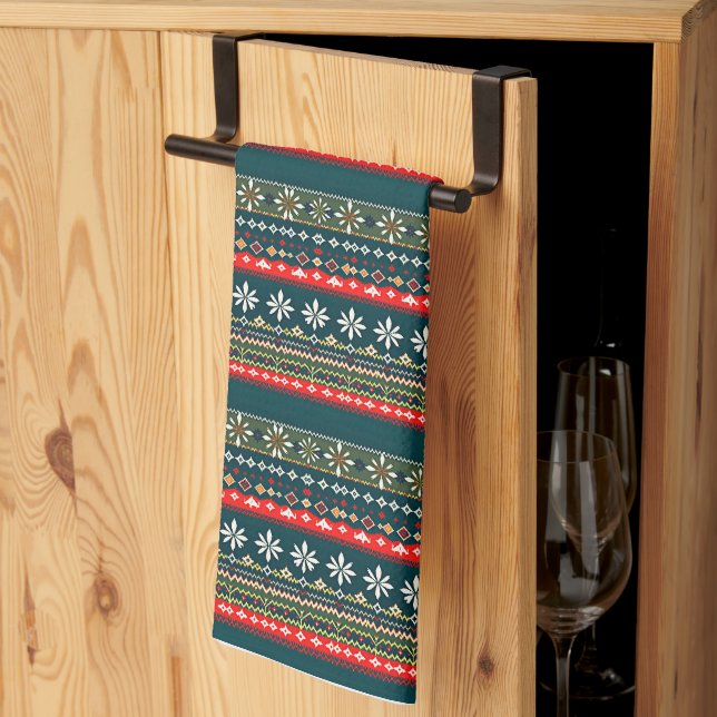 Nordic christmas pattern kitchen towel (Thirds Fold)
