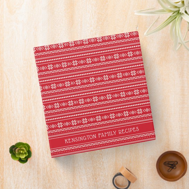 Nordic Christmas | Red Snowflake Holiday Recipe Binder (In Situ)